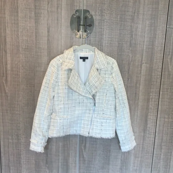 * SOLD* Ann Taylor Fringe Tweed Moto Jacket - Picture 1 of 17